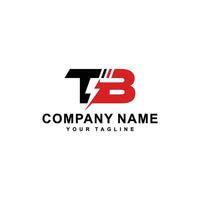 tb lettre logo avec foudre icône Puissance énergie conception lettre combinaison. vecteur