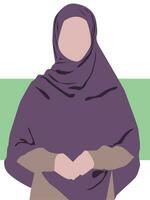 plat illustration de musulman femme porte violet hijab vecteur