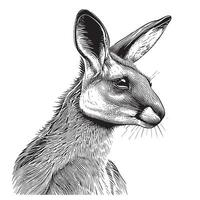 kangourou visage animal main tiré esquisser vecteur illustration