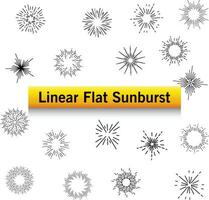 gratuit vecteur Soleil étincelant contour linéaire plat sunburst collection