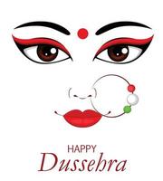 illustration vectorielle de dussehra heureux. contour du visage de maa durga vecteur