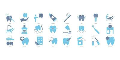 dentaire Icônes ensemble. ensemble de modifiable accident vasculaire cérébral icônes.vecteur ensemble de dentaire vecteur