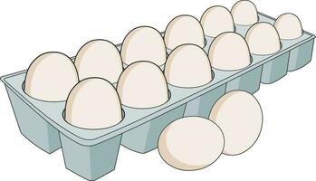des œufs mis dans une plateau vecteur illustration