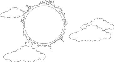 Soleil et des nuages contour vecteur illustration