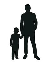 noir silhouette de père et peu fils, isolé vecteur