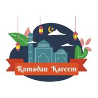plat conception Ramadan kareem salutation. célébrer eid mubarak vecteur