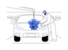 voiture les pièces Assemblée ligne abstrait concept vecteur illustration.