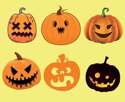 citrouille halloween objets signes symboles vector illustration résumé avec fond jaune