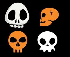 crânes objets orange et blancs signes symboles vector illustration résumé avec fond noir