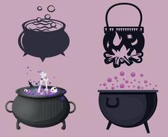 pots objets noirs et gris signes symboles vector illustration résumé avec fond violet