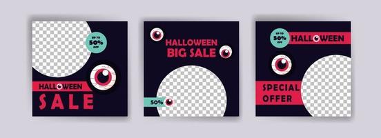 modèle de publication sur les réseaux sociaux pour la vente d'halloween. bannière de vente pour la célébration d'halloween. vecteur