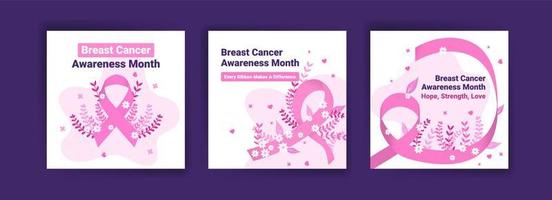 modèle de publication sur les réseaux sociaux pour la sensibilisation au cancer du sein. soins de santé des femmes. célébrer annuellement. concept médical. vecteur