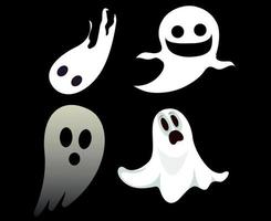 fantômes objets blancs signes symboles vector illustration avec fond noir