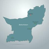 baloutchistan carte Pakistan ville avec ville Couleur vecteur