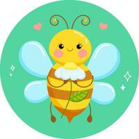 mignonne l'amour abeille dans dessin animé style dans brillant couleurs. vecteur illustration