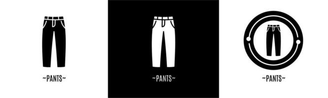 un pantalon logo ensemble. collection de noir et blanc logos. Stock vecteur. vecteur