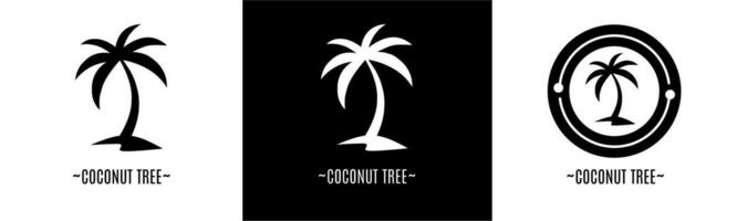 noix de coco arbre logo ensemble. collection de noir et blanc logos. Stock vecteur. vecteur