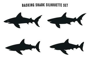 se prélasser requin silhouette vecteur empaqueter, ensemble de divers requin silhouettes clipart