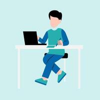 homme travail sur bureau illustration vecteur