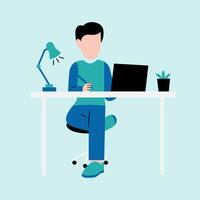 homme travail sur bureau illustration vecteur