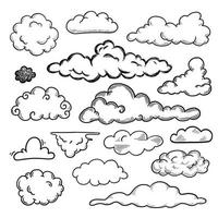 ensemble de nuages doodle dessinés à la main vecteur