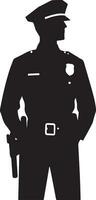 minimal police icône vecteur silhouette, blanc arrière-plan, remplir avec noir sept