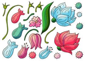 illustration florale dans le style de dessin à la main vecteur