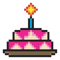 anniversaire gâteau pixel art conception vecteur