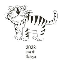 tigre dans le style de dessin à la main. symbole de 2022. nouvel an 2022 vecteur