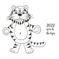 tigre dans le style de dessin à la main. symbole de 2022. nouvel an 2022 vecteur