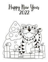 tigre dans le style de dessin à la main. symbole de 2022. nouvel an 2022 vecteur