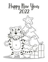 tigre dans le style de dessin à la main. symbole de 2022. nouvel an 2022 vecteur