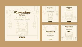 Ramadan vecteur ligne art ou monoline style instagram Publier modèle collection