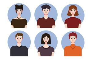 ensemble de social médias profil modèles avec gens avatars. vecteur illustration