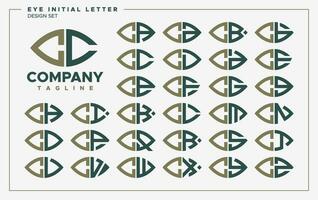 luxe œil ou feuille forme lettre c cc logo conception ensemble vecteur