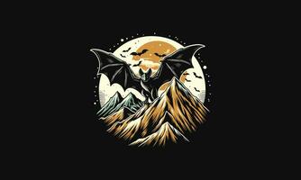 gros chauve souris sur Montagne vecteur illustration plat conception