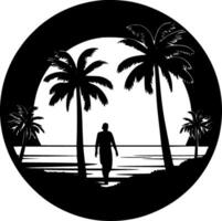 plage, minimaliste et Facile silhouette - vecteur illustration