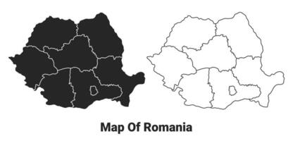 vecteur noir carte de Roumanie pays avec les frontières de Régions