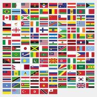ensemble de drapeaux de pays rectangle dans le monde vecteur