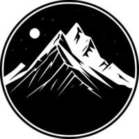 Montagne - noir et blanc isolé icône - vecteur illustration