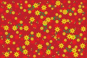 illustration de le Jaune fleur avec feuilles sur rouge Contexte. vecteur