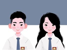 lycéen en uniforme indonésien. illustration vectorielle des lycéens. vecteur