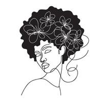 noir femme inspiré ligne art vecteur