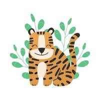 mignon petit tigre. symbole chinois de l'année 2022. année du tigre. fond décoratif mignon, bon pour l'impression. animal de bande dessinée. vecteur