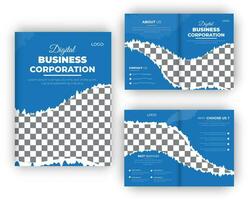 affaires bi plier brochure et numérique entreprise profil conception modèle vecteur