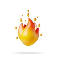 3d Feu flamme icône isolé sur blanc Contexte. rendre brûlant Feu ou feu de camp. dessin animé Feu emoji symbole, énergie et Puissance signe. réaliste vecteur illustration