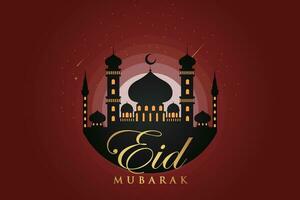 eid al-fitr mubarak salutation carte avec mosquée et arabe texte vecteur