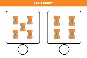 compte Jeu avec taille crayon. éducatif feuille de travail conception pour préscolaire, Jardin d'enfants étudiants. apprentissage mathématiques. cerveau taquin amusement activité pour enfants. vecteur