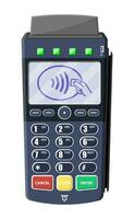 moderne pos Terminal. banque Paiement appareil. Paiement nfc clavier machine. crédit débit carte lecteur. vecteur illustration dans plat style