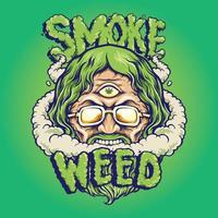mascotte vintage de l'herbe fumée hippie vecteur